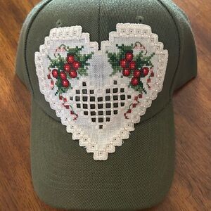 Vintage Cross Stitch Heart Hat